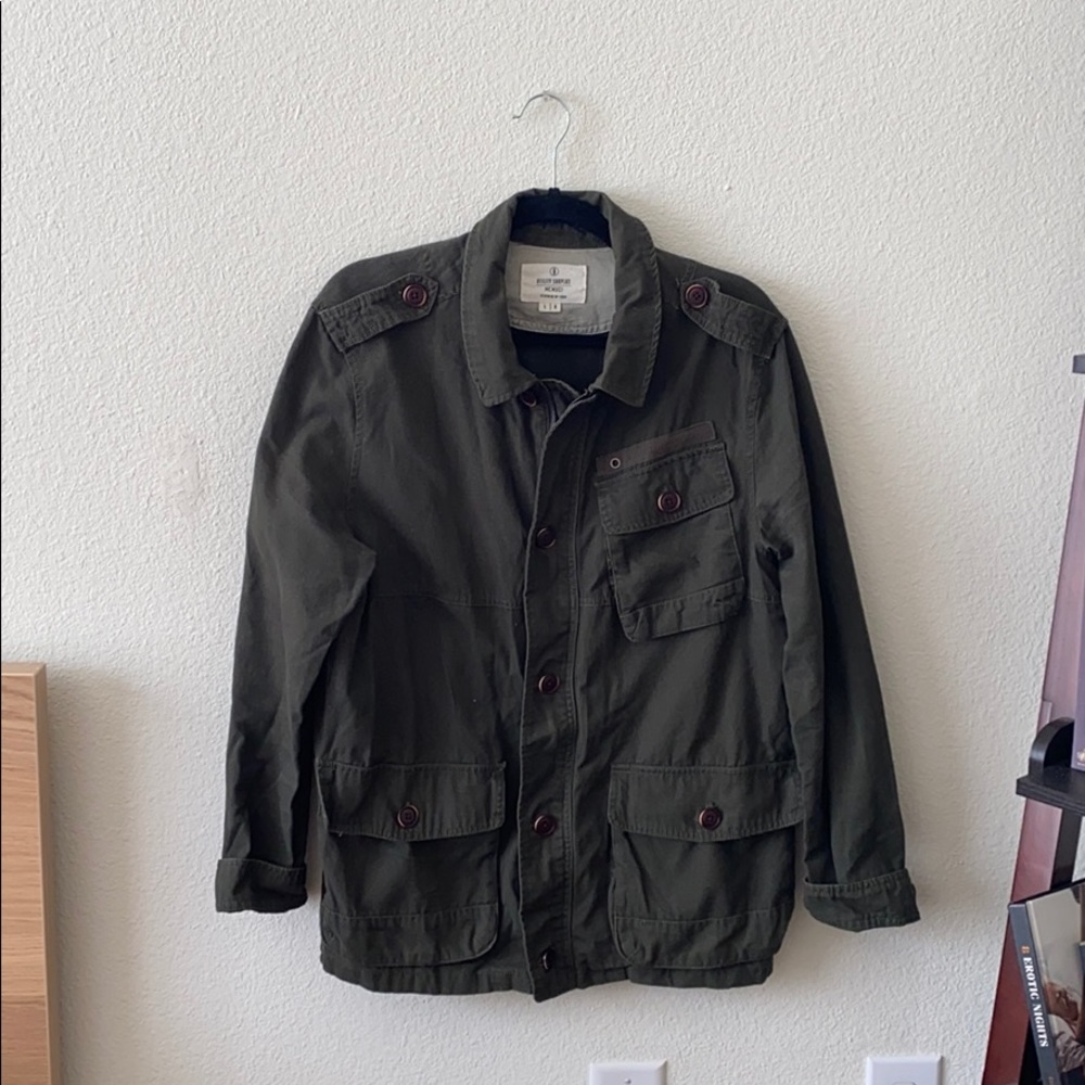 Men’s dark green utility surplus jacket, size L